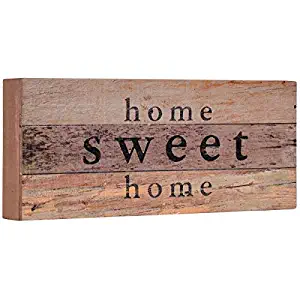 NIKKY HOME 14" Rustic Home Sweet Home Wooden Box Wall Art Sign Decor, Natural