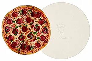 Lorrenzetti 16" Premium Pizza Stone for Baking Pizza in an Oven or BBQ Grill Like a Pro. Heat Retaining and Perfect For Deep Dish or Thin Crust Pizza