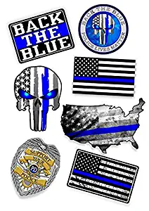 Magnet Police Mega Pack Blue Thin Line USA Flag Magnetic vinyl bumper sticker sticks to any metal fridge, car, signs 5"