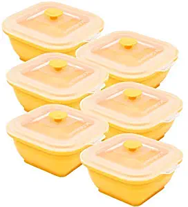 Collapse-it Silicone Food Storage Containers - BPA Free Airtight Silicone Lids, 6 Piece Set of 2-Cup Collapsible Lunch Box Containers - Oven, Microwave, Freezer Safe with Bonus eBook