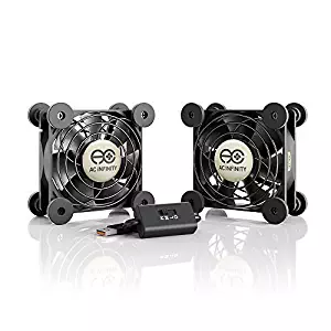 AC Infinity MULTIFAN S5, Quiet Dual 80mm USB Fan for Receiver DVR Playstation Xbox Computer Cabinet Cooling