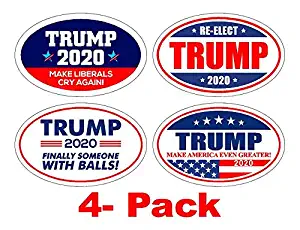 StickerPirate 4 PackOval Car Magnet Pro Donald Trump 2020 Make America Great Variety Pack