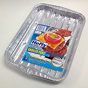 Hefty EZ Foil 91855 8-Inch x 11.25-Inch x 1-Inch Miracle Broiler Pans Grease Absorbing (Pack of 3)