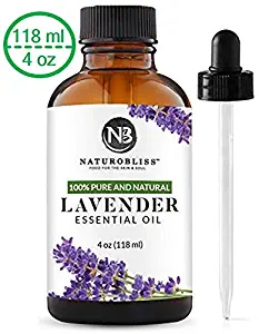 NaturoBliss Lavender Essential Oil, 100% Pure Therapeutic Grade, Premium Quality Lavender Oil, 4 fl. Oz - Perfect for Aromatherapy and Relaxation