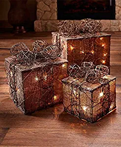 GetSet2Save LLC Lighted Gift Box Decor (Natural) (1)