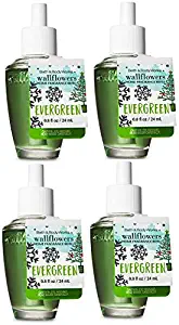 Bath and Body Works Evergreen Wallflowers Fragrances Refill. 0.8 Oz. 4 Set.