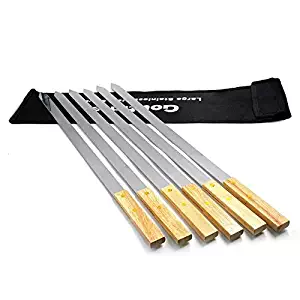 Goutime 23 Inch, 1 Inch Wide Stainless Steel BBQ Skewers for Making Koubideh/Persian/Brazilian Kabob, Set of 6 with Bag