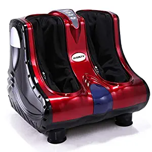 LAZYMOON Shiatsu Kneading Rolling Vibration Foot Calf Ankle Leg Massager Burgundy