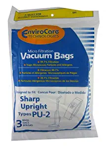 EnviroCare HEPA Cloth Vacuum Cleaners Bag for Sharp Upright, Type PU-2 (Pack of 3)