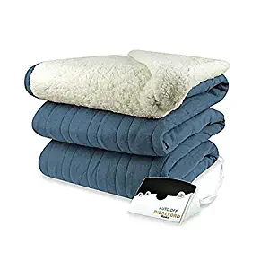 Biddeford 2064-9052140-500 MicroPlush Sherpa Electric Heated Blanket King Denim