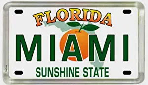 Miami Florida License Plate Acrylic Small Fridge Collector's Souvenir Magnet 2" X 1.25"