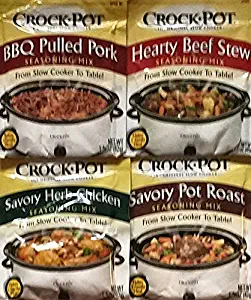 BBQ Pulled Pork, Hearty Beef Stew, Savory Herb Chicken, Savory Pot Roast - Slow Cooker Seasoning Mix - Variety Pack of 4 - 1.5 Oz Each