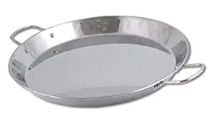 Chef Direct Stainless Steel Round Dish Paella Pan 13.6 INCH (34 cm) // Induction Friendly Spanish Rice, Valencian.