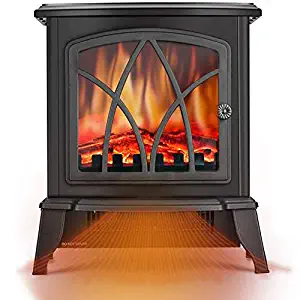 Infrared Space Heater - Electric Fireplace Heater with 3D Flame Effect, 2 Heat Modes, 1500W Ultra Strong Power, Adjustable Flame Brightness, Overheat Protection, Free Standing Fireplace Stove Heater