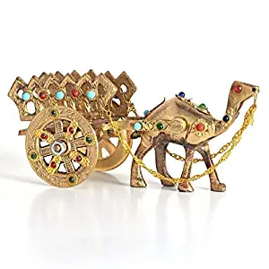 Fashion Bizz Home Decorative Rajasthani Gemstone Studded Pure Brass Camel Handicraft with Antique Handmade Stone Work