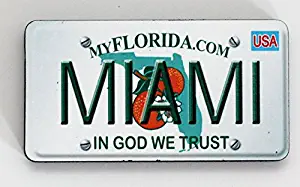 Miami Florida License Plate Wood Fridge Magnet 3" x 1.5"