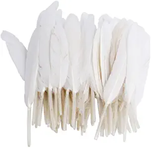 MicroMall Home Decor Decorating Improvement Goose Feathers for Craft Wedding, White, 50 Pieces