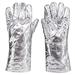 LAN-ZHENS Anti-scalding Labor Insurance Gloves Thick Wear-Resistant Anti-steam Site Welding Gloves Baking Cooking Mitts (Color : Silver, Size : L)