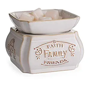 CANDLE WARMERS ETC 2-in-1 Candle and Fragrance Warmer for Warming Scented Candles or Wax Melts and Tarts with to Freshen Room, Faith Family Friends