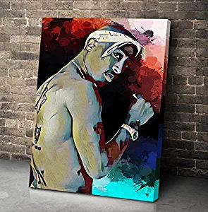 Rappers Famous People Hand Drawn Canvas Wall Art Home Decor (20in x 30in Framed, Tupac)