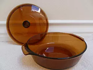Anchor Hocking Cookware: Fire King Harvest Amber Glass Covered Casserole with Lid ~ Size: 2 Quart