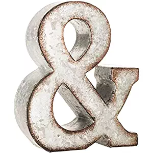 Galvanized Metal 3D Wall Letter Block Monogram Ampersand Wedding Engagement Decor