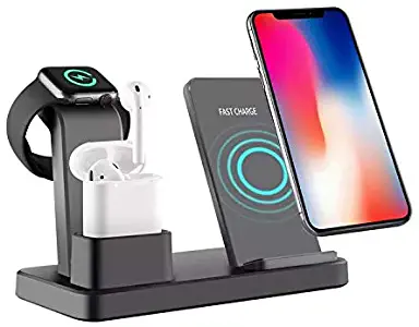 3 in 1 Wireless Charger, Apple Charging Station, Stand Dock for iwatch, AirPods & iPhone 11/11 Pro/MAX/X/XS/XR/XS Max/8/8 Plus & All Qi Wireless Charging Compatible Smartphones