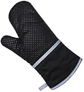 Lamoreco Extra Long Professional Silicone Oven Mitt, 1Pcs Baking Gloves Silicone Cotton Thicken Microwave Oven Non-Slip Anti Scald Heat Resistant Glove Kitchen Cooking Tools