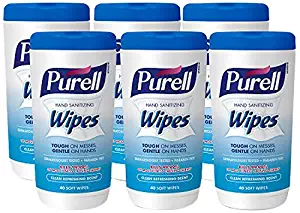 Purell Hand Sanitizing Wipes - Clean Refreshing Scent, Non-Alcohol Wipes, 40 Count Canisters, 6 Pack