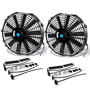12 Inch High Performance Black Electric Radiator Cooling Fan Kit (Pack of 2)