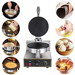 Belgian Waffle Maker, Non-Stick Classic American Waffler Iron, 1250W 110V Ice Cream Machines, Double-sided Uniform Heating, Non-Stick Plates, Stainless Steel Roll Ice Cream Cone Maker US Warehouse