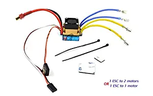 Part & Accessories 480A RC Boat Brushed ESC Speed Controller Can Connect 380/540/775 Motors High Current with Cooling Fan for RC Fishing-boats Part - (Color: 1 ESC to 2 motors)