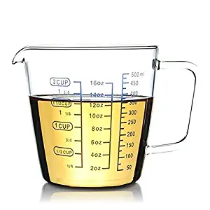 Rocaware 2 Cup Borosilicate Glass Measuring Cup with 50ML Intervals Scale New Kitchen Accessories Easy Measure Liquid Powder Milk Cups
