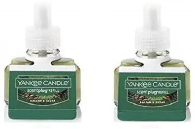 Yankee Candle Set of 2 Balsam & Cedar Scent Plug Refill Bottles Pack of 2 Refills