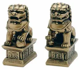 Golden 4 Inch Fu Dogs - Bring Luck and Protection to Home or Office - Great Gift!