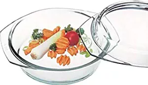 Clear Round Glass Casserole by Simax | With Lid, Heat, Cold and Shock Proof, Made in Europe, Oven, Freezer and Dishwasher Safe, 8 Inch