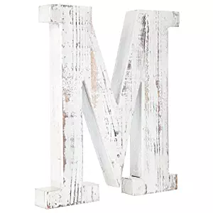 Distressed White Alphabet Wall Décor/Free Standing Monogram Letter M