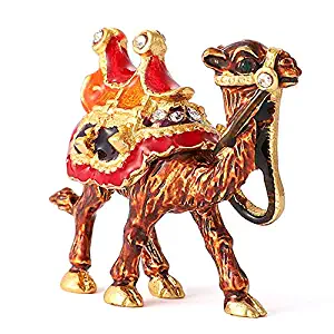 QIFU-Hand Painted Enameled Mini Camel Decorative Hinged Jewelry Trinket Box Unique Gift For Home Decor