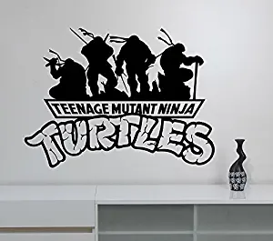 Teenage Mutant Ninja Turtles Logo Wall Decal Vinyl Sticker Video Game Decorations for Home Kids Boys Room Bedroom Playroom Cartoon Decor nts6