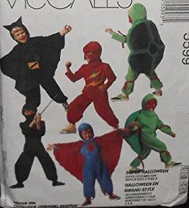 McCalls 5599 Sewing Pattern for Halloween Costumes Bat Ninja Turtle Comic Super Hero Boy Size Large (7,8)