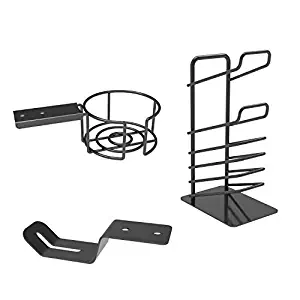 Eureka Ergonomic 3-Sets of Metal Gaming Accessories Bundle-Cup Holder, Headset Hook & PS4 Controller Rack Black