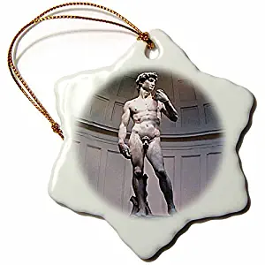 pansy 3-Inch Porcelain Snowflake Decorative Hanging Ornament, Michaelangelos David Statue