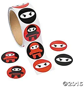 Just4fun 200 Ninja Warrior Stickers (2 Rolls of 100) Party Favors Classroom Teacher Motivational Rewards Martial Arts