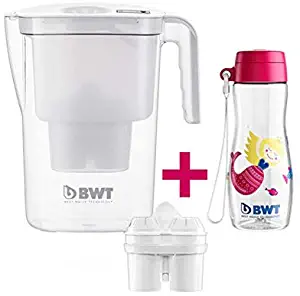 BWT Timer Electronic Life White Water Filter Jug with Magnesium + Pink Plastic Bottle 2.6L