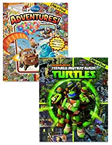 Disney Pixar Adventures and Teenage Mutant Ninja Turtles Set of 2 Licensed Look and Find Books