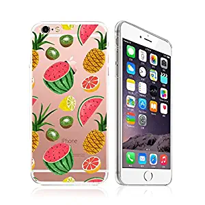 DECO FAIRY Compatible with iPhone 8 / 7, Fruit Splash Ninja Watermelon Pineapple Kiwi Lemon Orange Sweet Lime Transparent Translucent Flexible Silicone Clear Cover Case