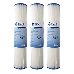 Tier1 S1-20BB 20 Micron 20 x 4.5 Pleated Cellulose Sediment Pentek S1-20BB Comparable Replacement Water Filter - Not for Well Water 3-Pack