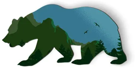 AK Wall Art Bear Shape Mountains Nature Green - Magnet - Car Fridge Locker - Select Size