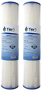 Tier1 S1-20BB 20 Micron 20 x 4.5 Pleated Cellulose Sediment Pentek S1-20BB Comparable Replacement Water Filter - Not for Well Water 2-Pack
