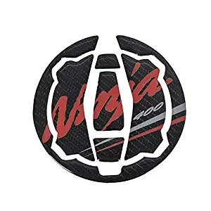 Alician Motorcycle Accessory Motorcycle Carbon Fiber 3D Emblem Fule Container Gas Cap Pad Protective Decal Sticker for Kawasaki Ninja 400 red